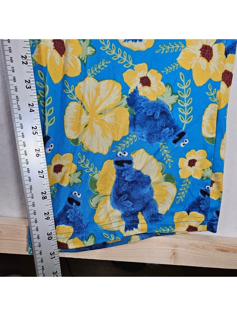 Sesame Street Cookie Monster Pajama Pants Mens XL Tropical Floral Hibiscus Blue